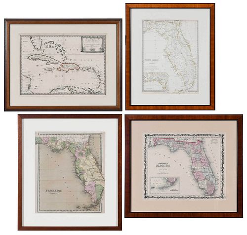 FOUR MAPS OF FLORIDA AND THE CARIBBEANincluding: