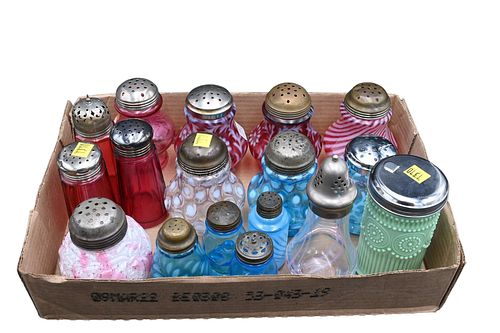 BOX LOT OF EARLY GLASS MUFFINERS 37647b