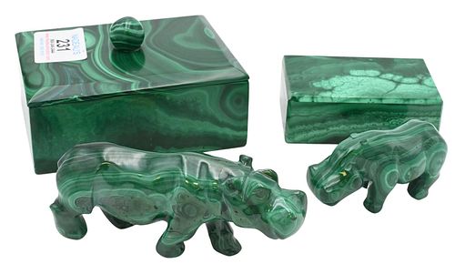 THREE PIECE MALACHITE LOTThree