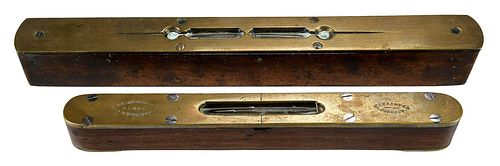 TWO BRITISH WOOD AND BRASS LEVELSmid 3764c1