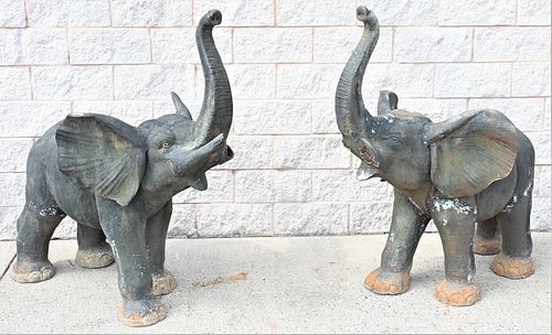 PAIR OF LARGE OUTDOOR IRON ELEPHANT 3764d8