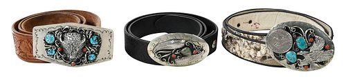 THREE ORNATE SOUTHWESTERN SILVER AND