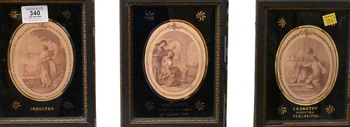 GROUP OF FIVE FRAMED OVAL ENGRAVINGSGroup