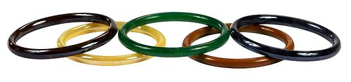 5 GLASS BANGLE BRACELETSassorted 37657d