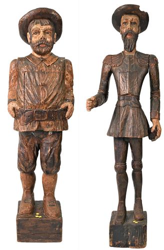 TWO LIFE SIZE CARVED FIGURESTwo