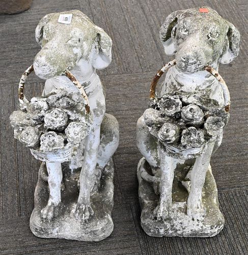 PAIR OF OUTDOOR CEMENT DOG FIGURESPair