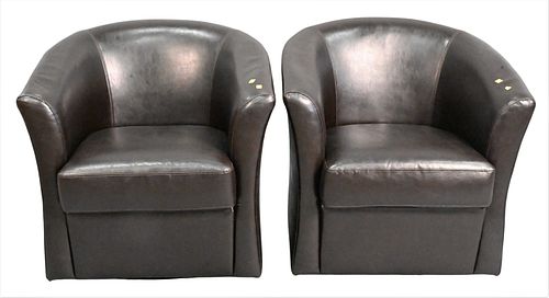 PAIR OF LEATHER UPHOLSTERED CLUB