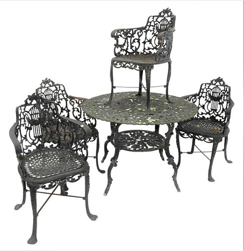 FIVE PIECE OUTDOOR WROUGHT IRON 376648