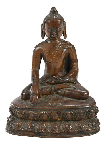 TIBETAN BRONZE FIGURE OF AKSOBHYAseated