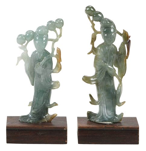 TWO CHINESE CARVED JADE FIGURES 3766a3