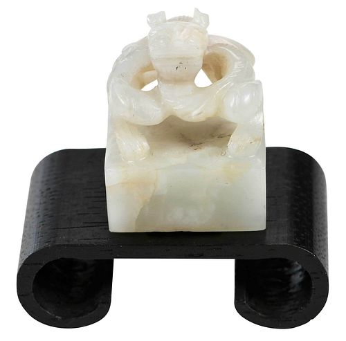 CHINESE CARVED JADE CHOP SEALwhite 3766a4