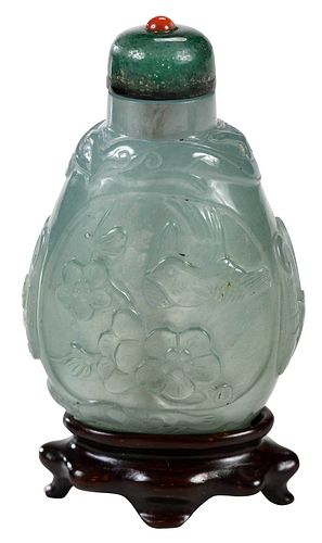CHINESE FINELY CARVED GREEN JADE