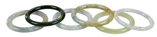 SIX ASSORTED STONE BANGLE BRACELETSfour 3766be