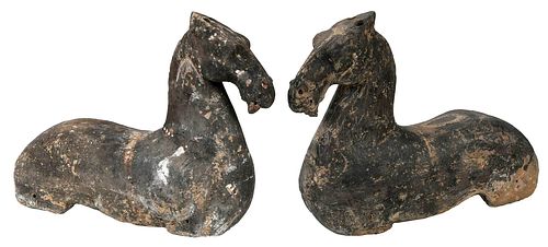 PAIR OF CHINESE EARTHENWARE HORSESpossibly 3766e6