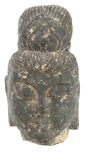 EARLY CHINESE STONE HEAD OF GUANYINof 3766ef