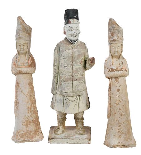 THREE CHINESE EARTHENWARE TOMB