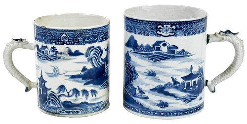 TWO CHINESE UNDERGLAZE BLUE CANNS18th