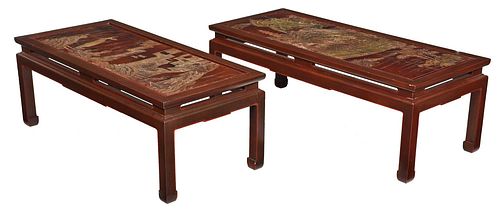 TWO SIMILAR CHINESE LACQUERED LOW 376752