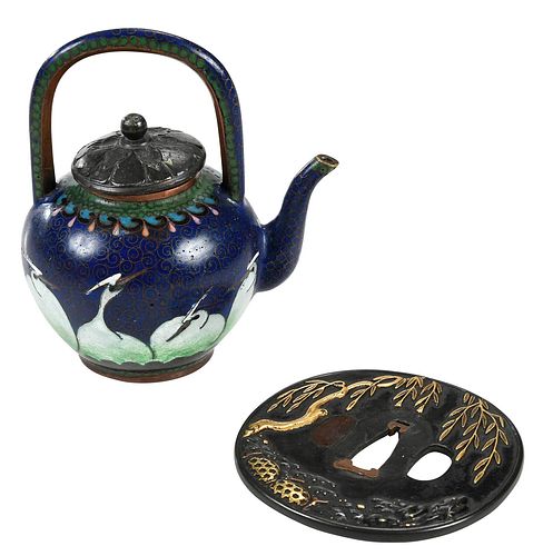 TWO JAPANESE OBJECTS, TEA POT AND