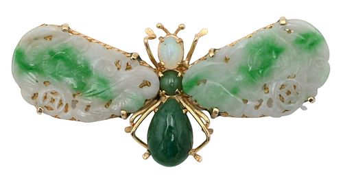 14 KARAT GOLD JADEITE AND OPAL