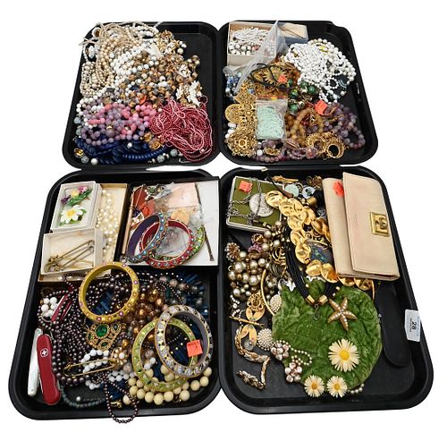 FOUR TRAY LOTS OF COSTUME JEWELRYFour 376795