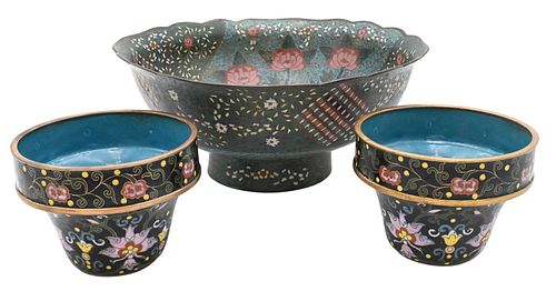 THREE CLOISONNE PIECESThree Cloisonne 3767b0