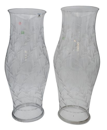 PAIR OF LARGE BLOWN AND ETCHED 3767b5