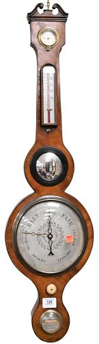 19TH CENTURY BURLWOOD BAROMETER19th