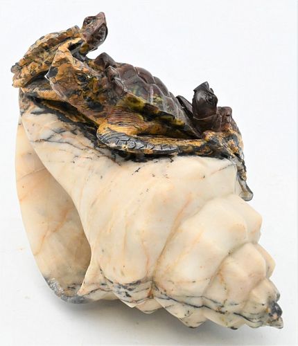 CARVED MARBLE CONCH SHELLCarved