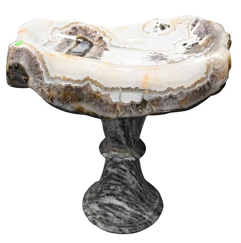 POLISHED STONE BIRDBATHPolished