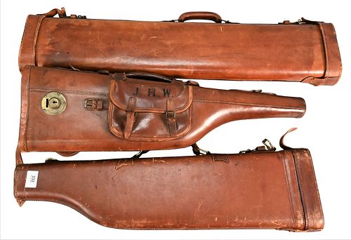 THREE LEATHER GUN CASESThree Leather 3768b4