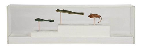 THREE ICE FISHING DECOYS FROG  376997