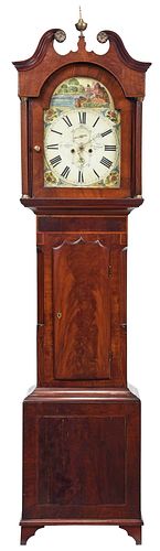 GEORGIAN INLAID MAHOGANY TALL CASE