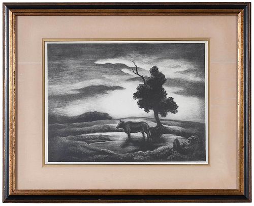 THOMAS HART BENTON LITHOGRAPH Missouri Massachusetts Kansas  376a52