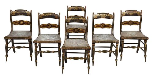 SIX CLASSICAL PAINTED RUSH SEAT 376a57