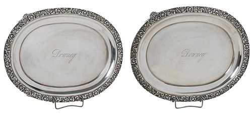 PAIR OF COIN SILVER SALVERS PETER 376a6a