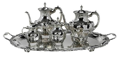 FIVE PIECES MEXICAN STERLING TEA 376a79