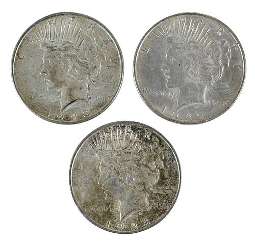 THREE ROLLS SILVER PEACE DOLLARS60 376ab7