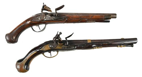 TWO CONTINENTAL SADDLE FLINTLOCK