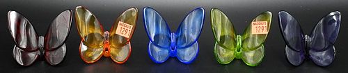 SET OF FIVE GLASS BACCARAT BUTTERFLY