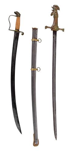 TWO SWORDS WITH FIGURAL HILTSrooster