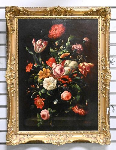 STILL LIFE OF FLOWERS, OIL ON CANVAS,