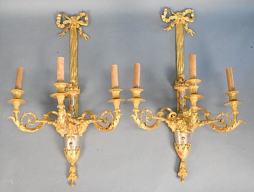 PAIR OF GILT BRONZE SCONCES HAVING 376b4d