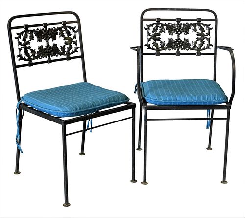 SET OF EIGHT IRON OUTDOOR CHAIRS,