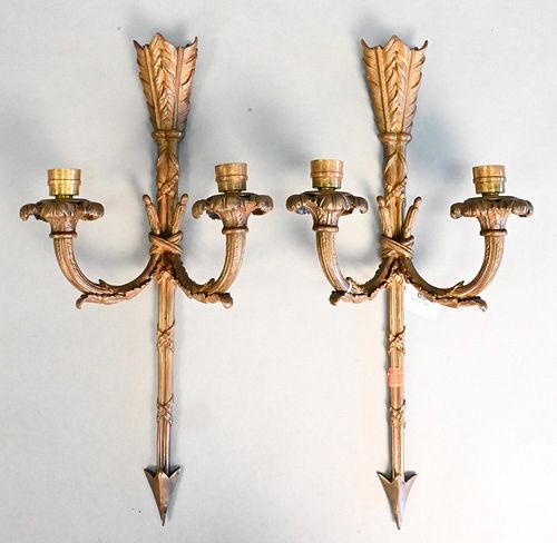PAIR OF BRONZE CANDLE SCONCES,