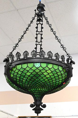 LEADED HANGING LIGHT ATTRIBUTED 376b70