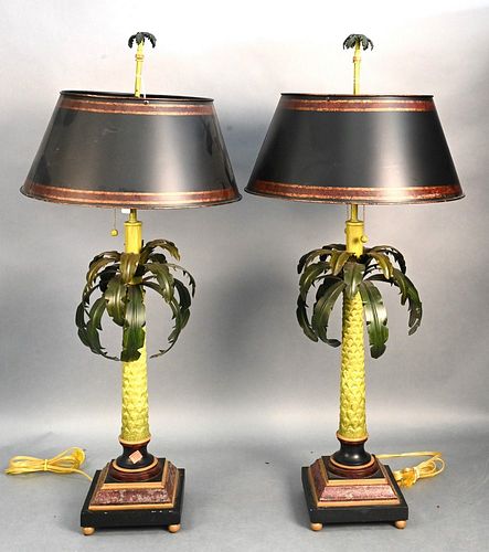 PAIR OF PAINTED TOLE TABLE LAMPS  376bc1