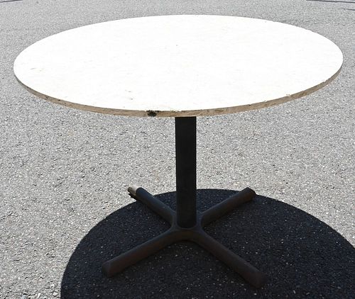 STONE TOP ROUND TABLE, ON METAL