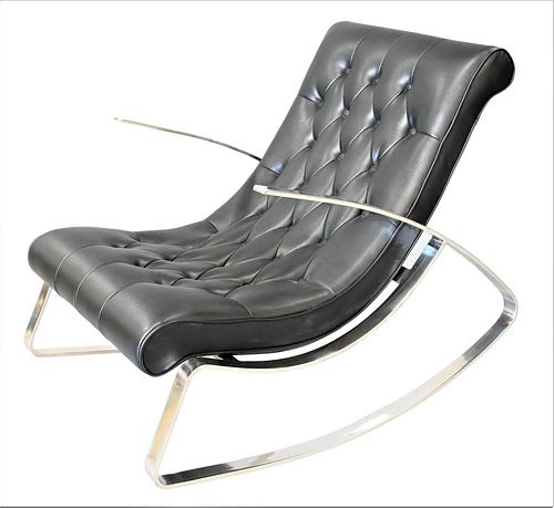 CONTEMPORARY LEATHER ROCKING CHAIR.Contemporary