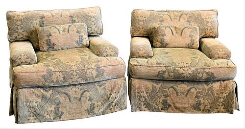 PAIR OF UPHOLSTERED CLUB CHAIRS,
